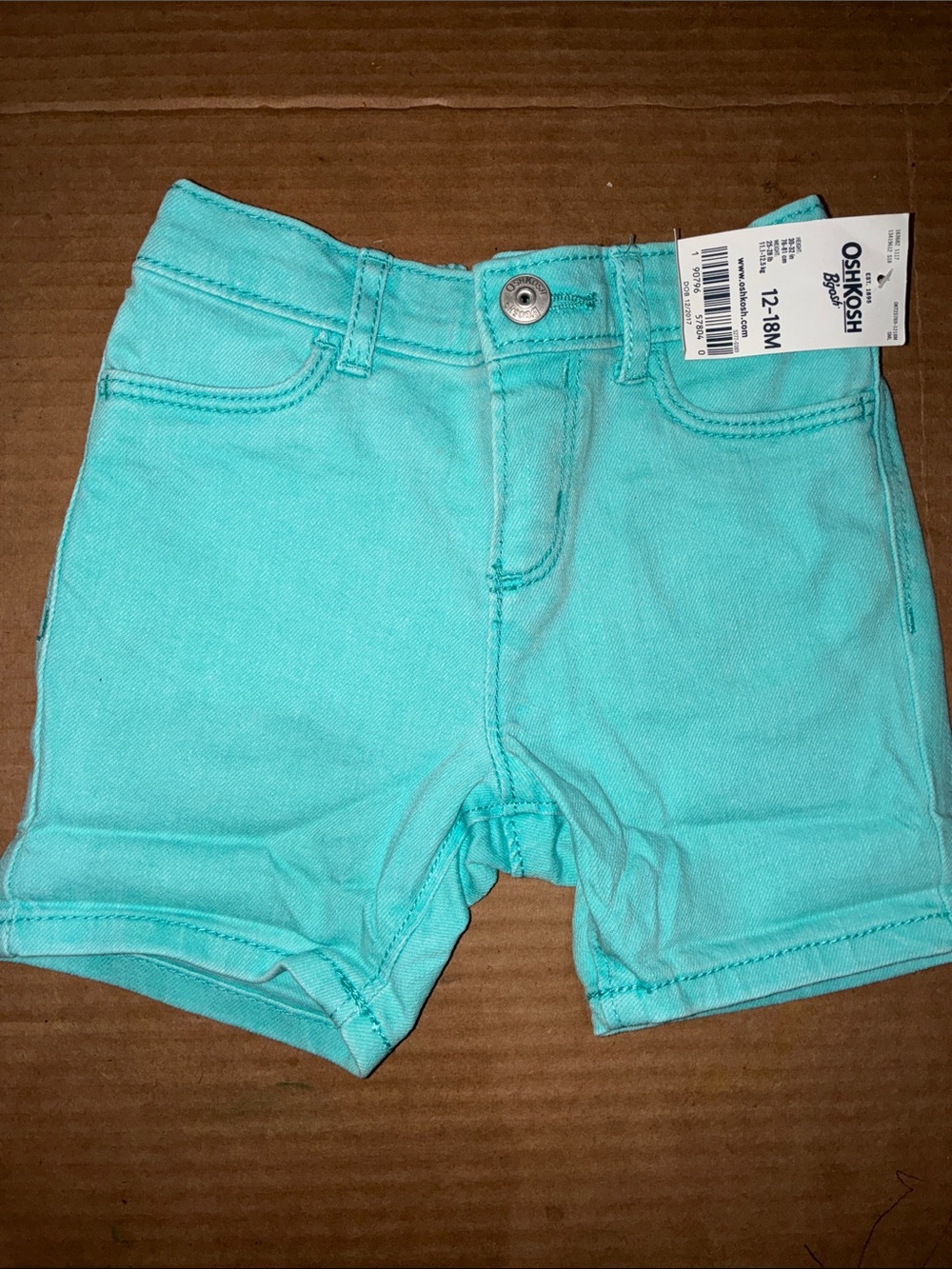 💼2️⃣ OshKosh B'gosh Toddler Teal Stretch Denim Shorts